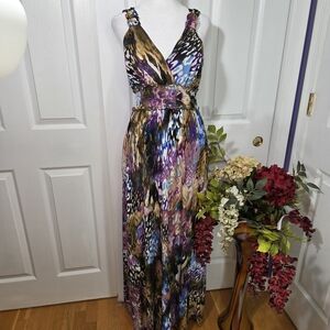 ECI Vibrant Purple and Brown Maxi Dress